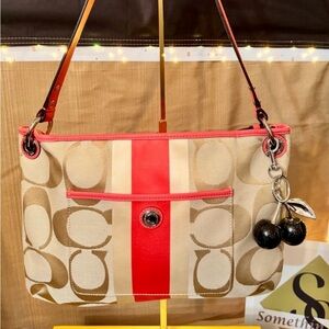 Coach Tan and Coral Shoulder Bag